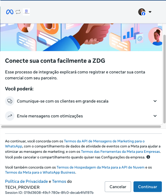 WhatsApp Oficial OAuth (login) — Canais de comunicação