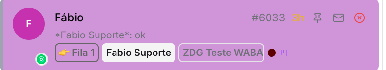 Menu dos atendimentos — Tela de Atendimento