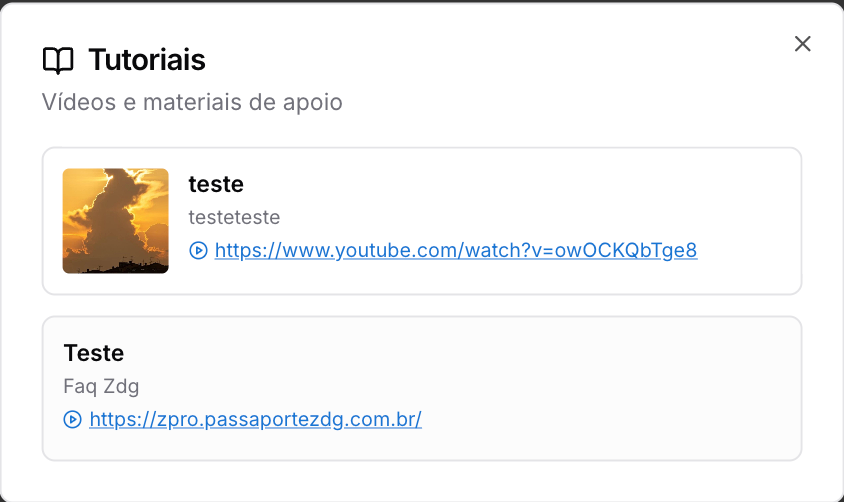 Barra de ferramenta geral — Home e Dashboard