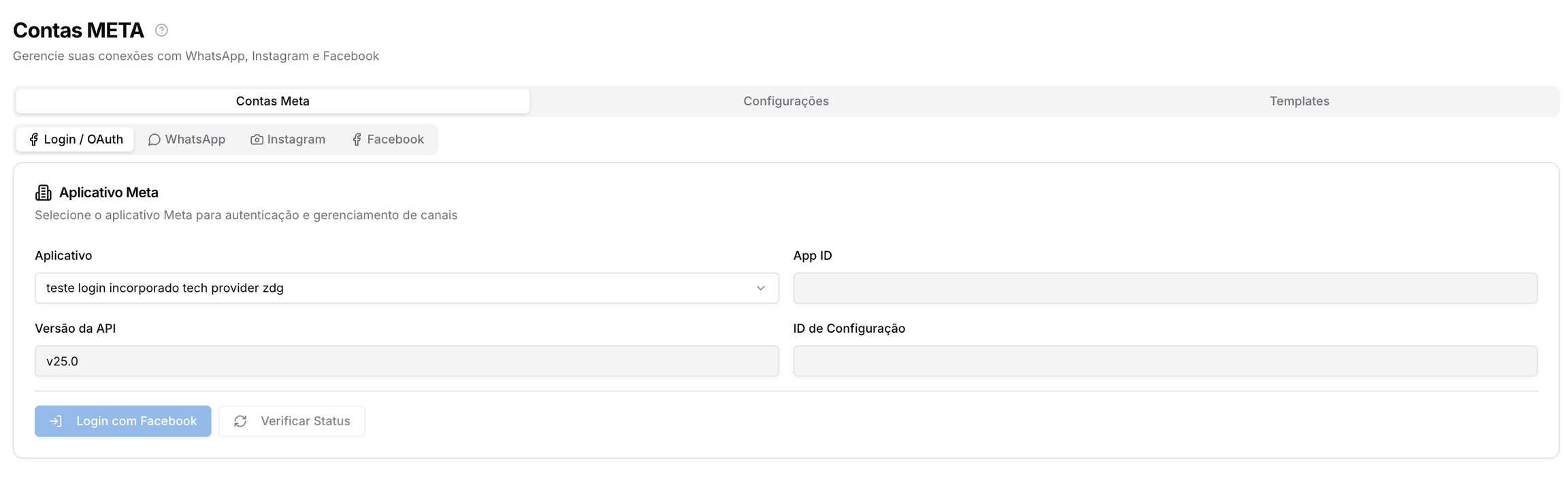 Integrações Meta — Configuração