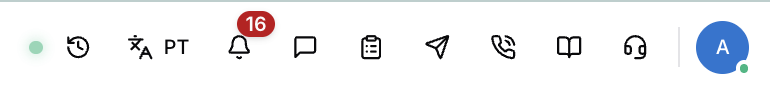 Barra de ferramenta geral — Home e Dashboard