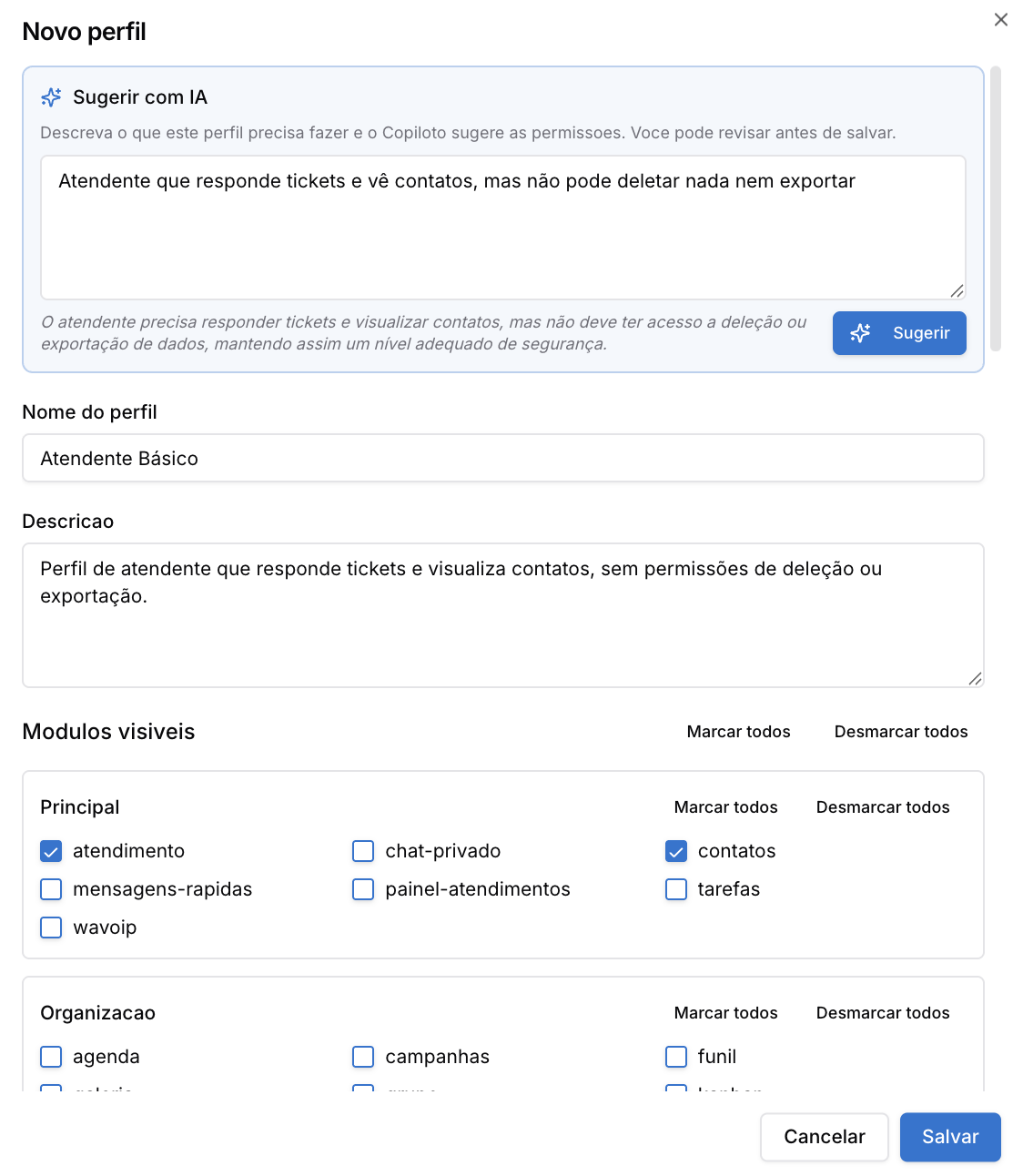 Perfis de Acesso — Usuários