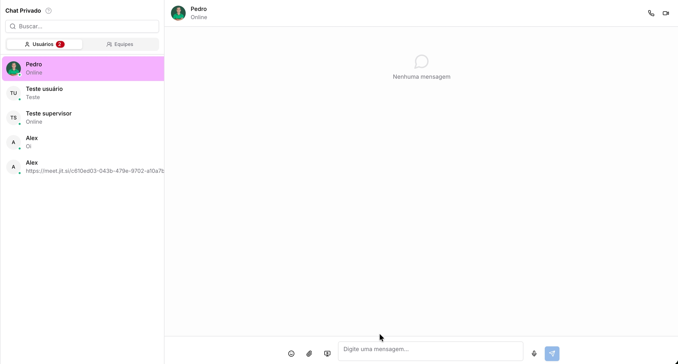 Chat Privado — Atendimento