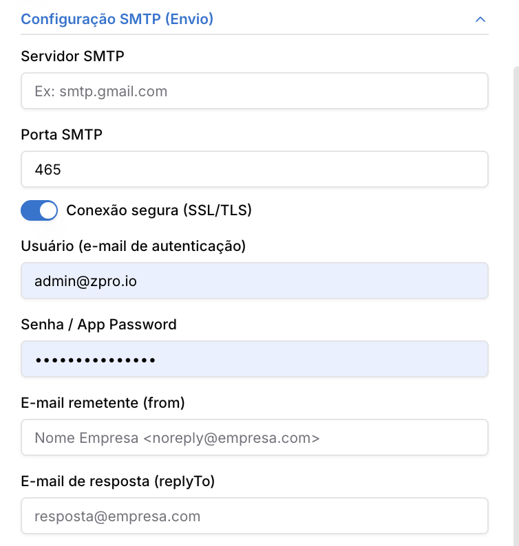 E-mail (IMAP/SMTP) — Canais de comunicação
