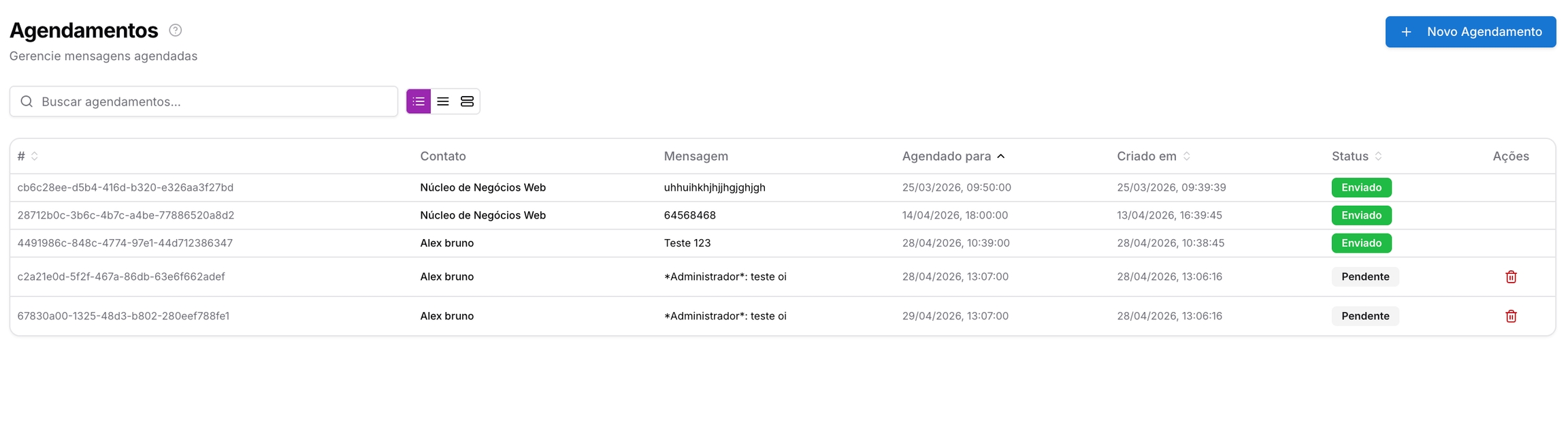 Agendamentos — Automação