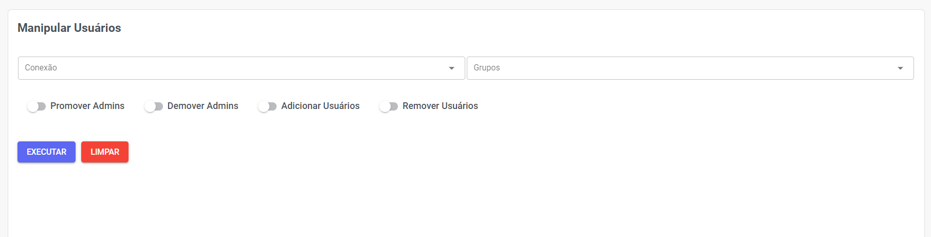 Manipular Usuários — Gestão de grupos