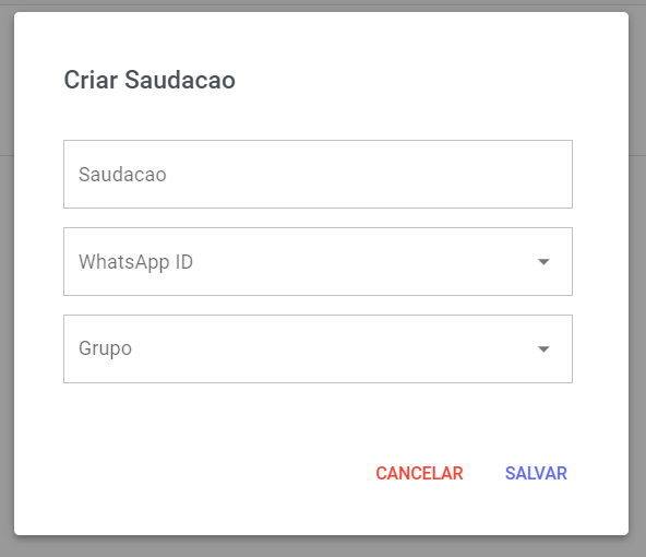 Mensagem de Saudação — Gestão de grupos