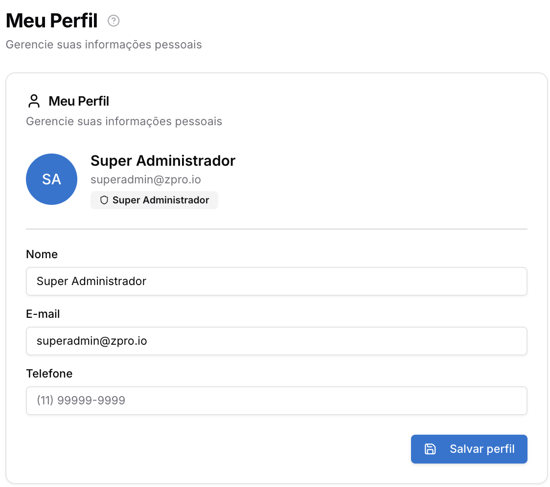 Conta - Meu perfil — Ferramentas do Atendimento