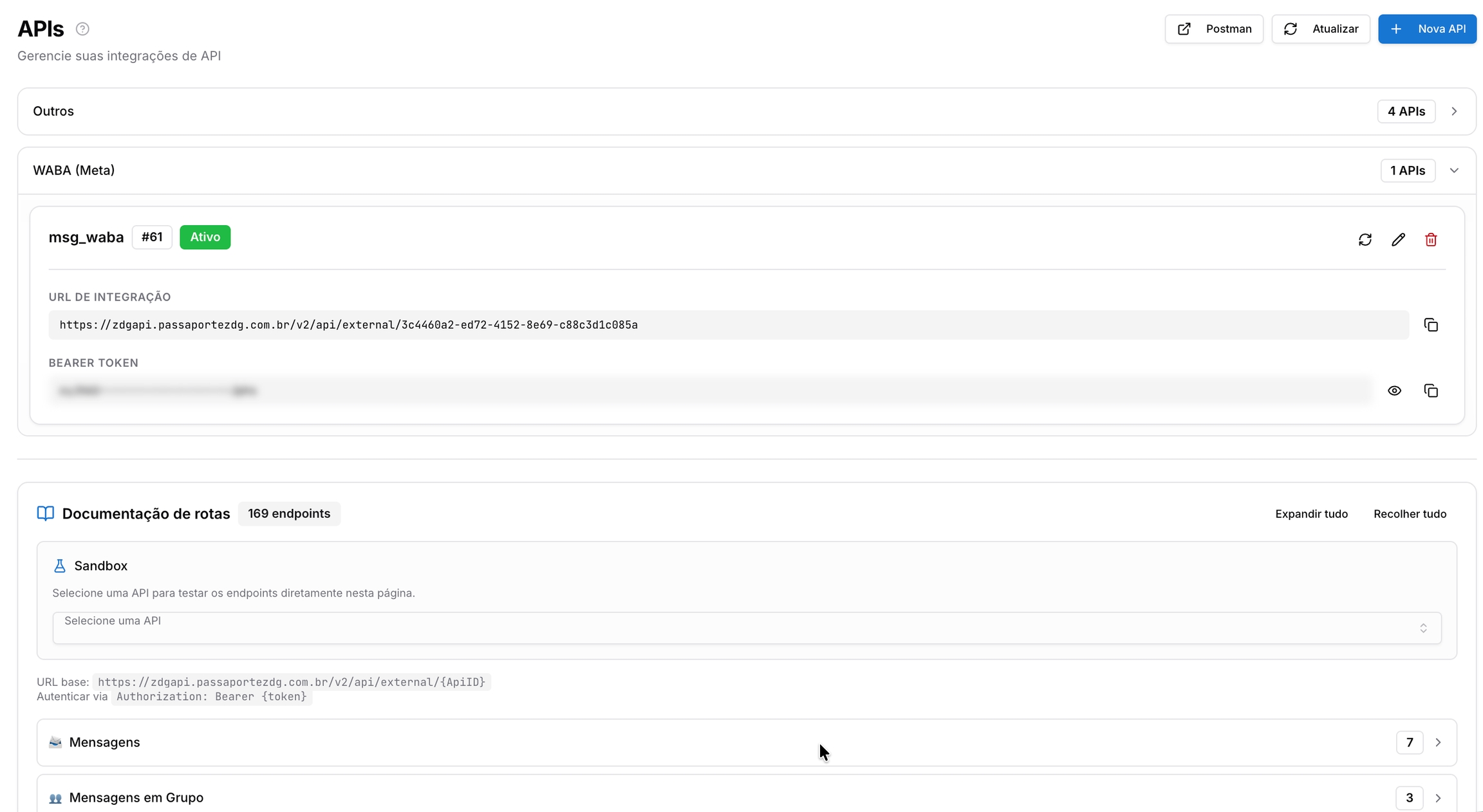 API — Configuração