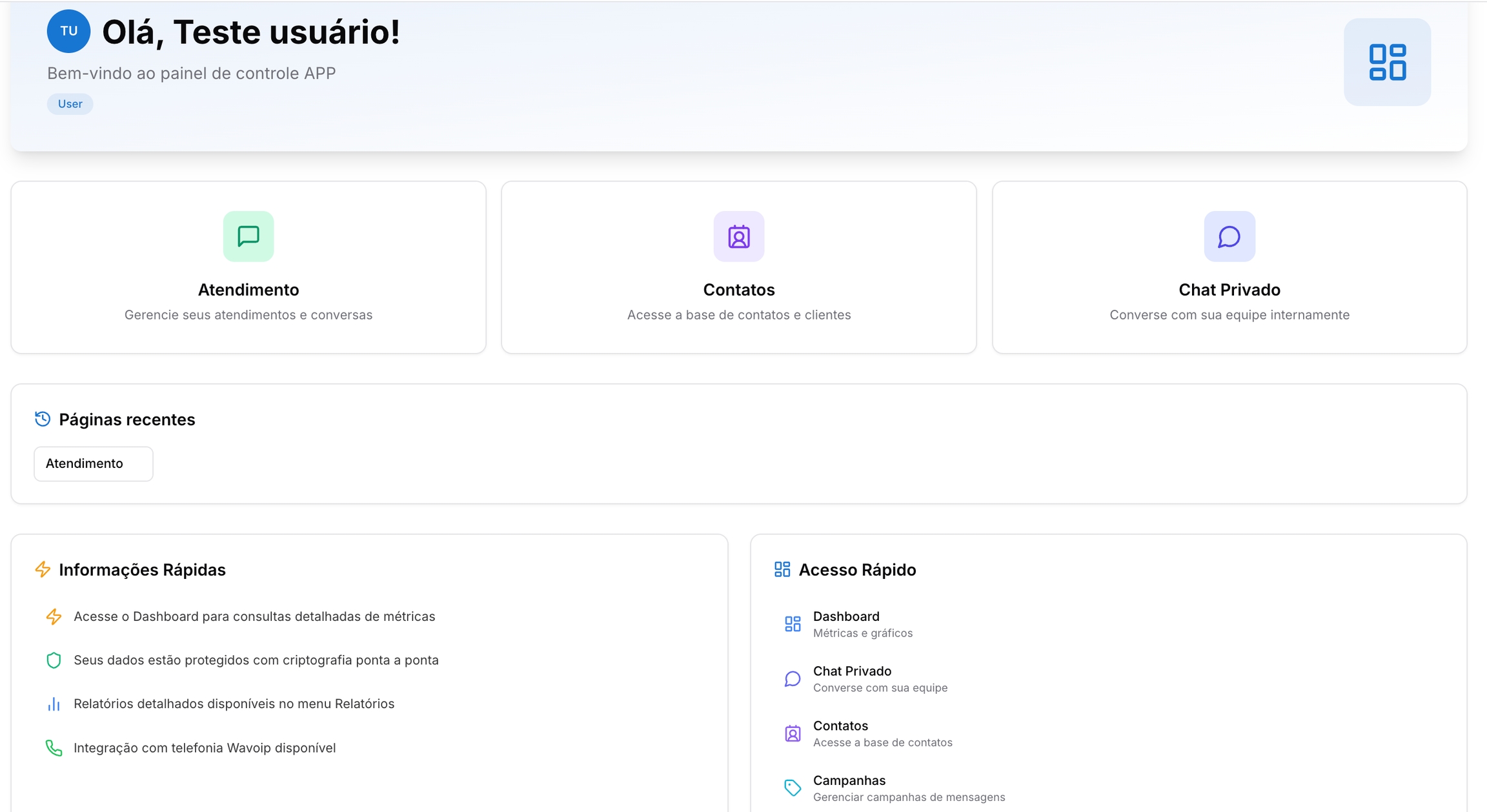 Home — Home e Dashboard