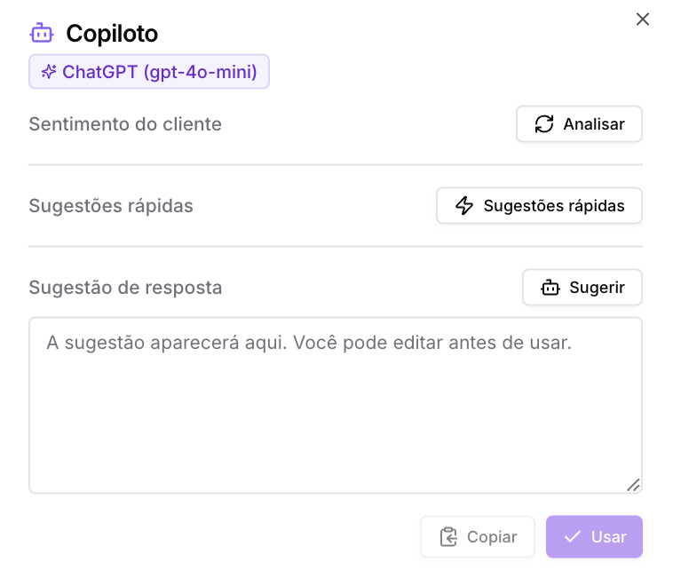 Barra de Mensagem — Tela de Atendimento