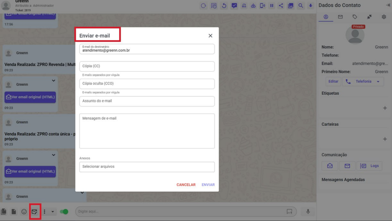 Webmail (Gmail) — Canais de comunicação