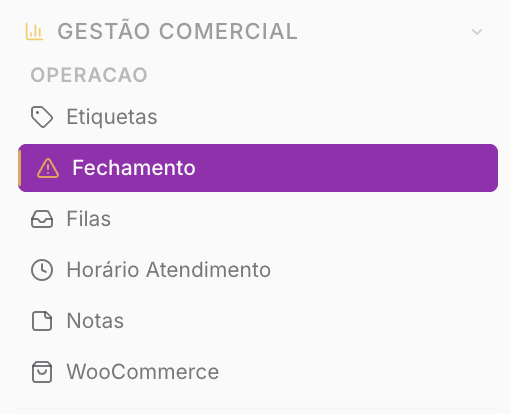 Fechamentos — Operação (Gestão comercial)