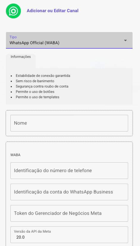 Como configurar a API Oficial do WhatsApp (WABA) — Canais de comunicação
