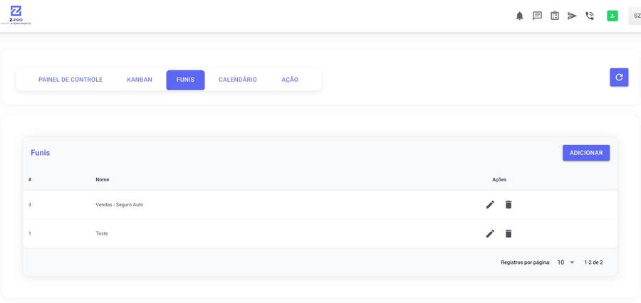1. Configurando seus Funis e Etapas — Funil de oportunidades