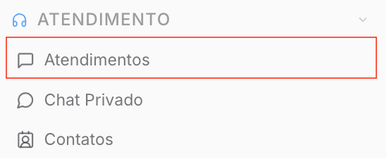 Menu dos atendimentos — Tela de Atendimento