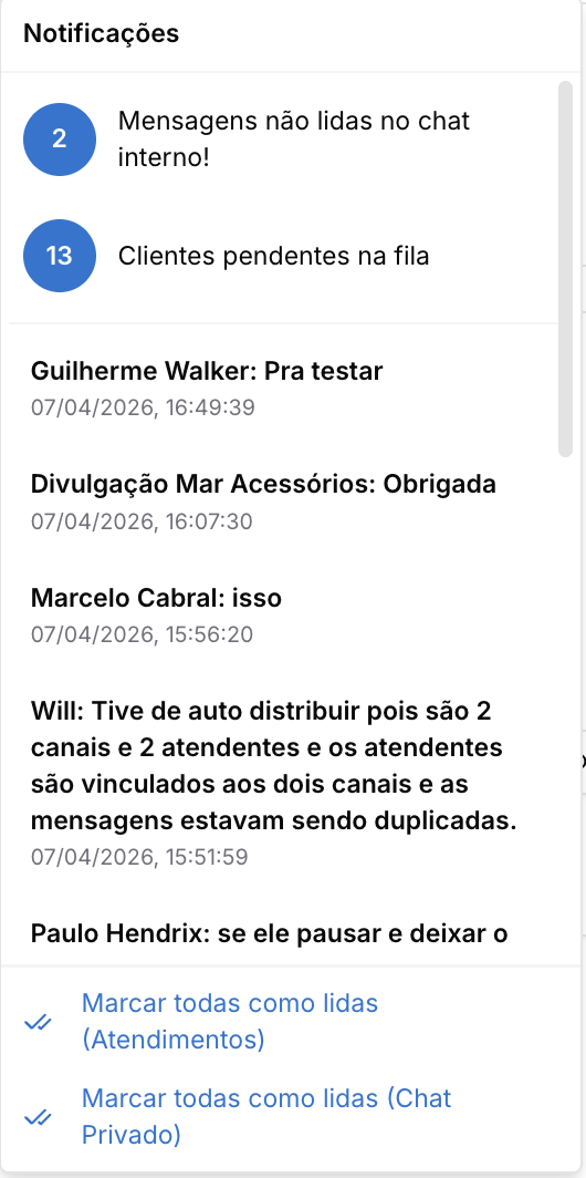 Barra de ferramenta geral — Home e Dashboard