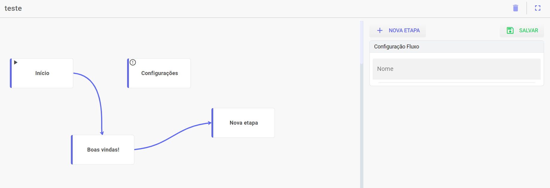 Etapas para criação do fluxo — Chat Flow